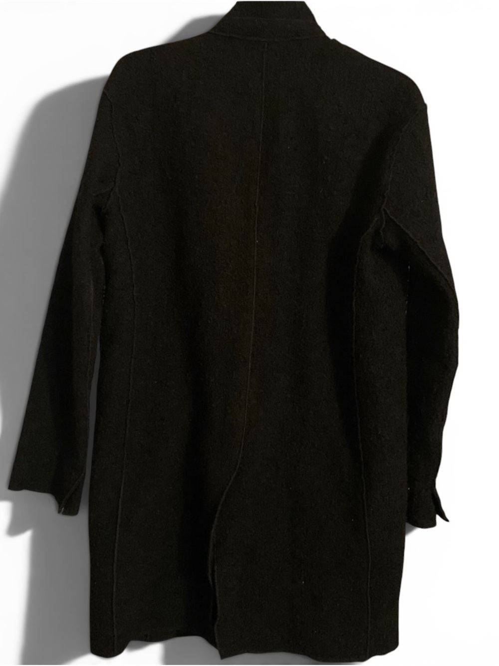 Michael Kors Black Textured Wool Coat with Chain Detail - Picture 3 of 7